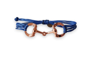 Rose gold horse bit snaffle bracelet in leather string