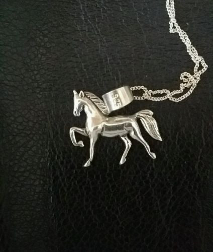 handmade sterling silver necklace with dressage horse - Sterling silver jewelry - GoldSnaffle