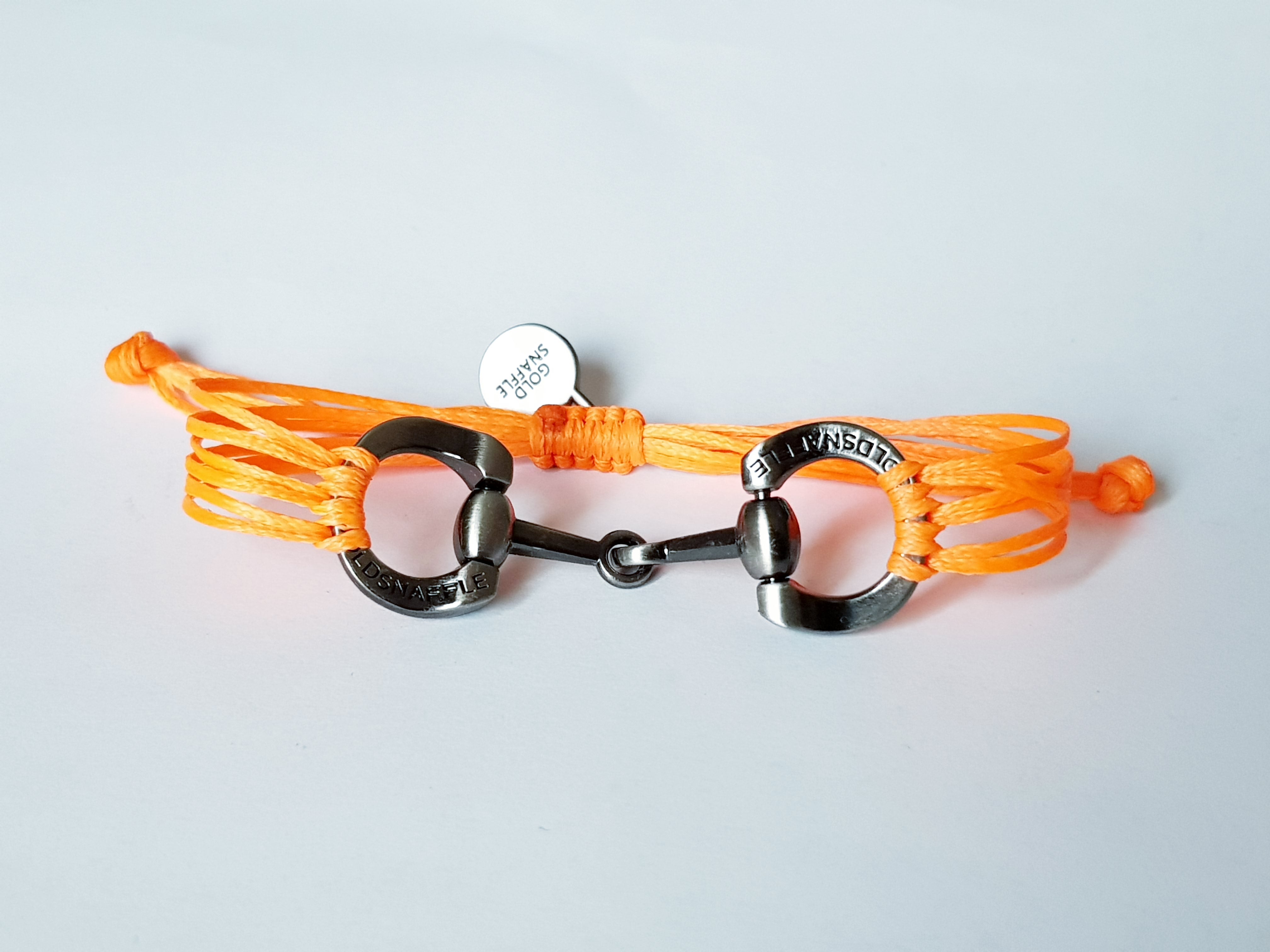 brushed silver horse bit snaffle bracelet in leather string
