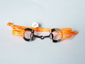 brushed silver horse bit snaffle bracelet in leather string