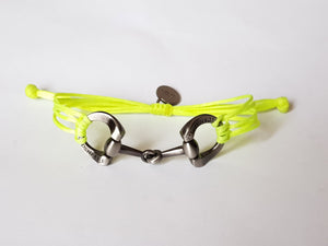 brushed silver horse bit snaffle bracelet in leather string