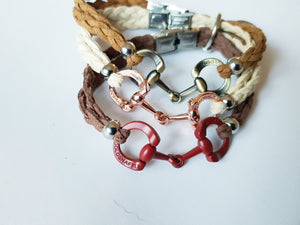 Wholesale (25 MIN QTY) ITALIAN leather horsebit bracelets