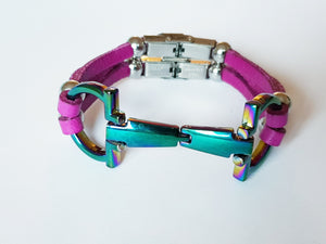 Stunning double fusha leather bracelet