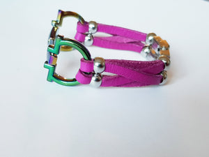Stunning double fusha leather bracelet