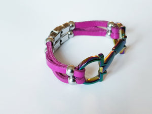 Stunning double fusha leather bracelet