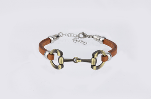 Wholesale 5mm leather chain horse bit bracelets