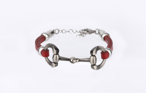 Wholesale 5mm leather chain horse bit bracelets