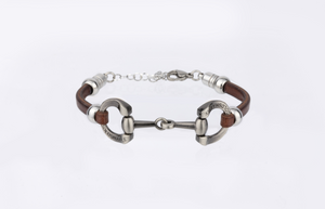 Wholesale 5mm leather chain horse bit bracelets