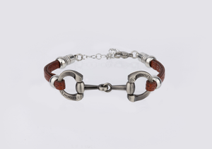 Wholesale 5mm leather chain horse bit bracelets