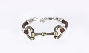 Wholesale 5mm leather chain horse bit bracelets