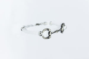 plaited faux leather brushed silver horse bit bracelet