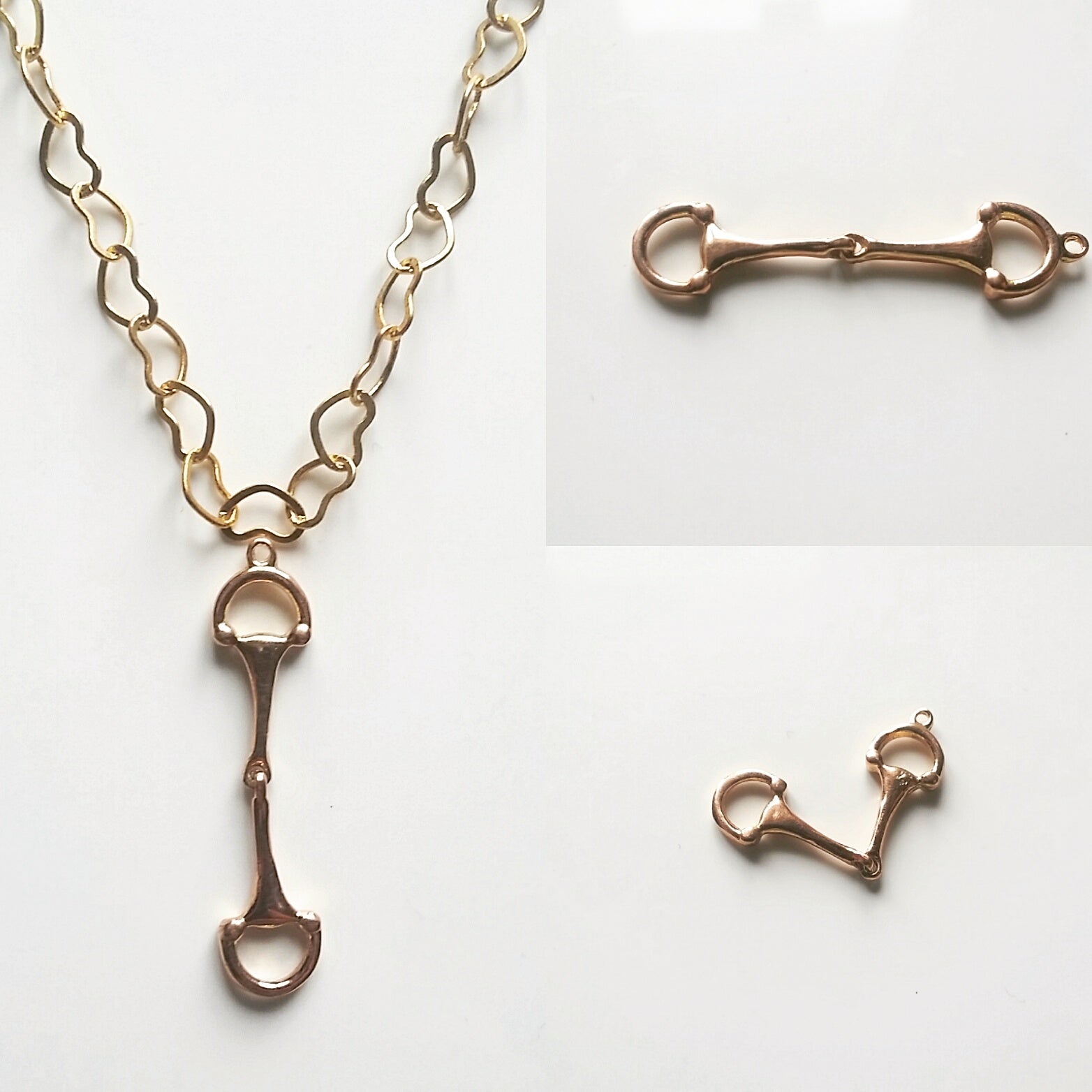 9ct rose gold small snaffle horse bit pendant - Pendant - GoldSnaffle