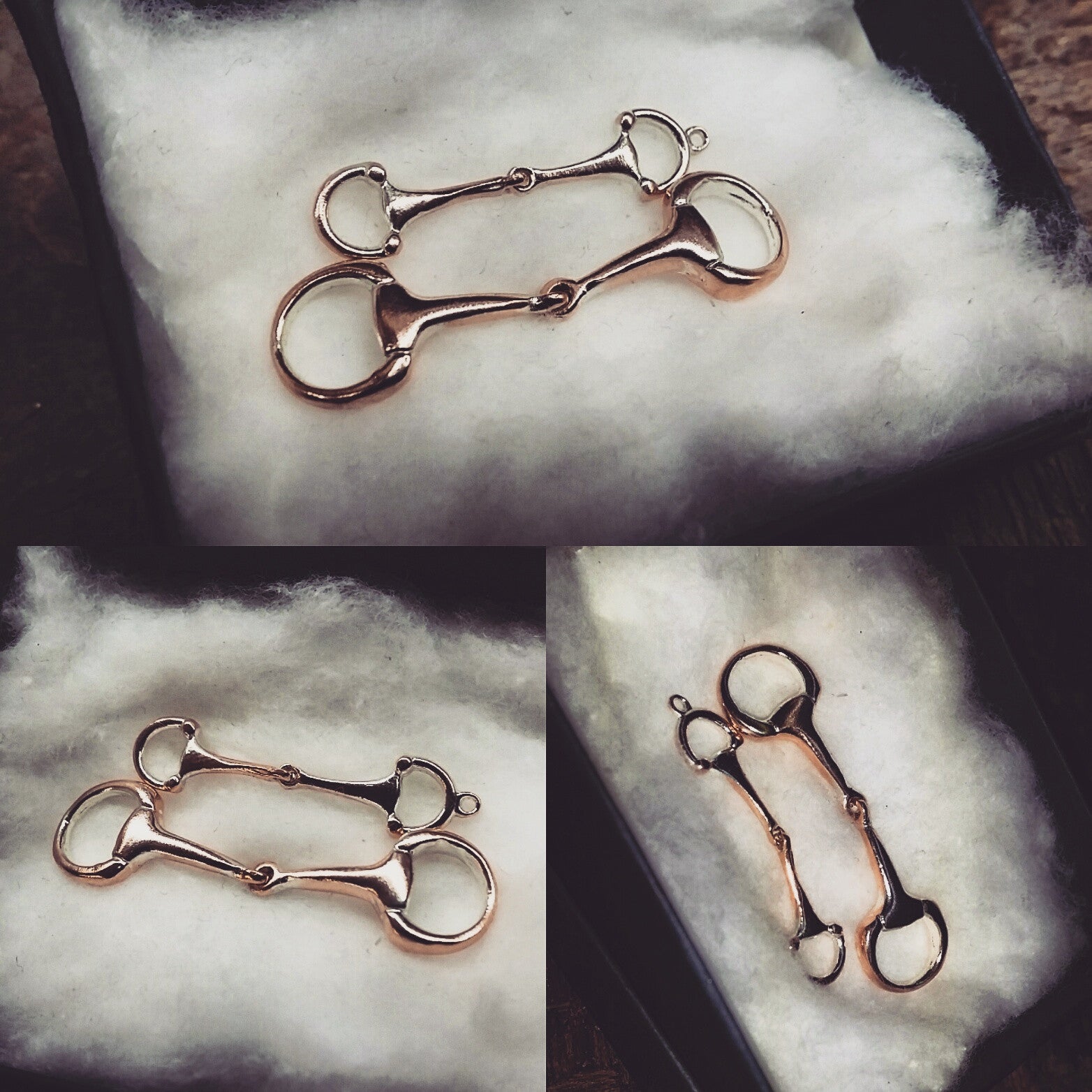 9ct yellow/rose/white gold horse snaffles - Pendant - GoldSnaffle