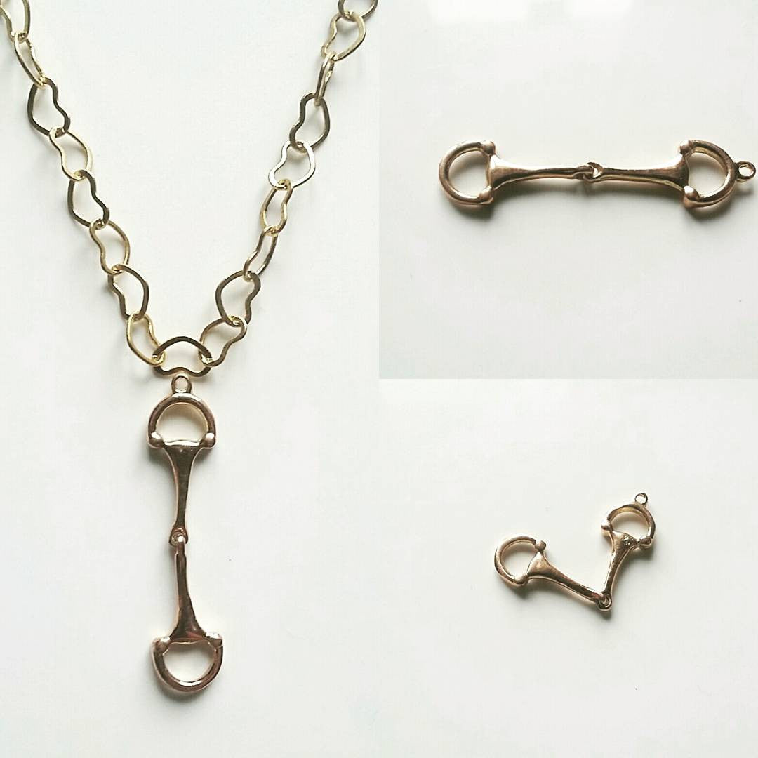 9ct rose white gold horse snaffle horse bit pendant - Pendant - GoldSnaffle