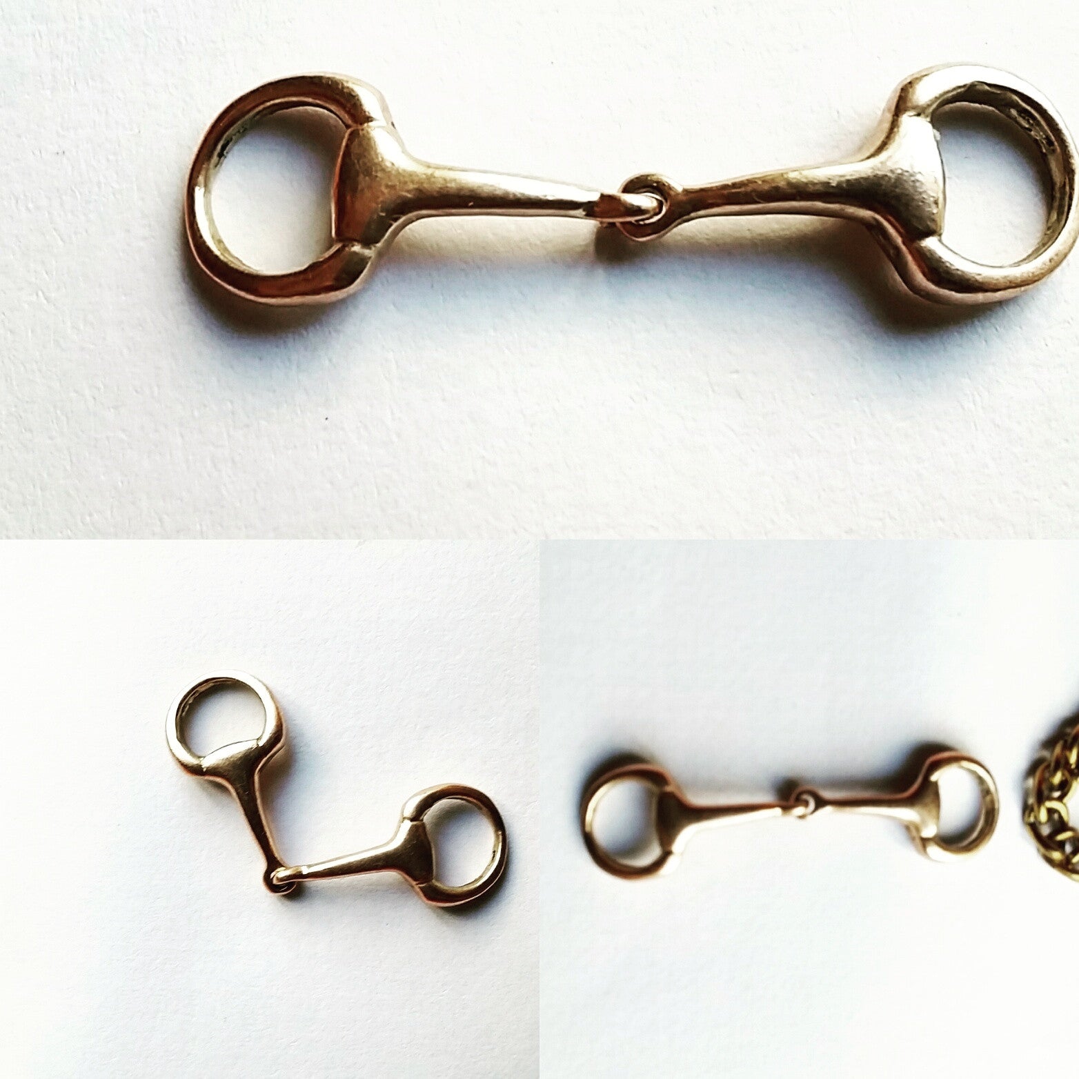 9ct yellow/rose/white gold horse snaffles - Pendant - GoldSnaffle