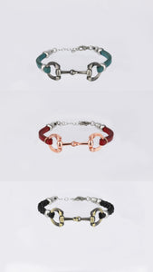 5mm leather chain horse bit bracelets