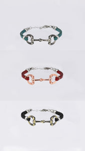 Wholesale 5mm leather chain horse bit bracelets
