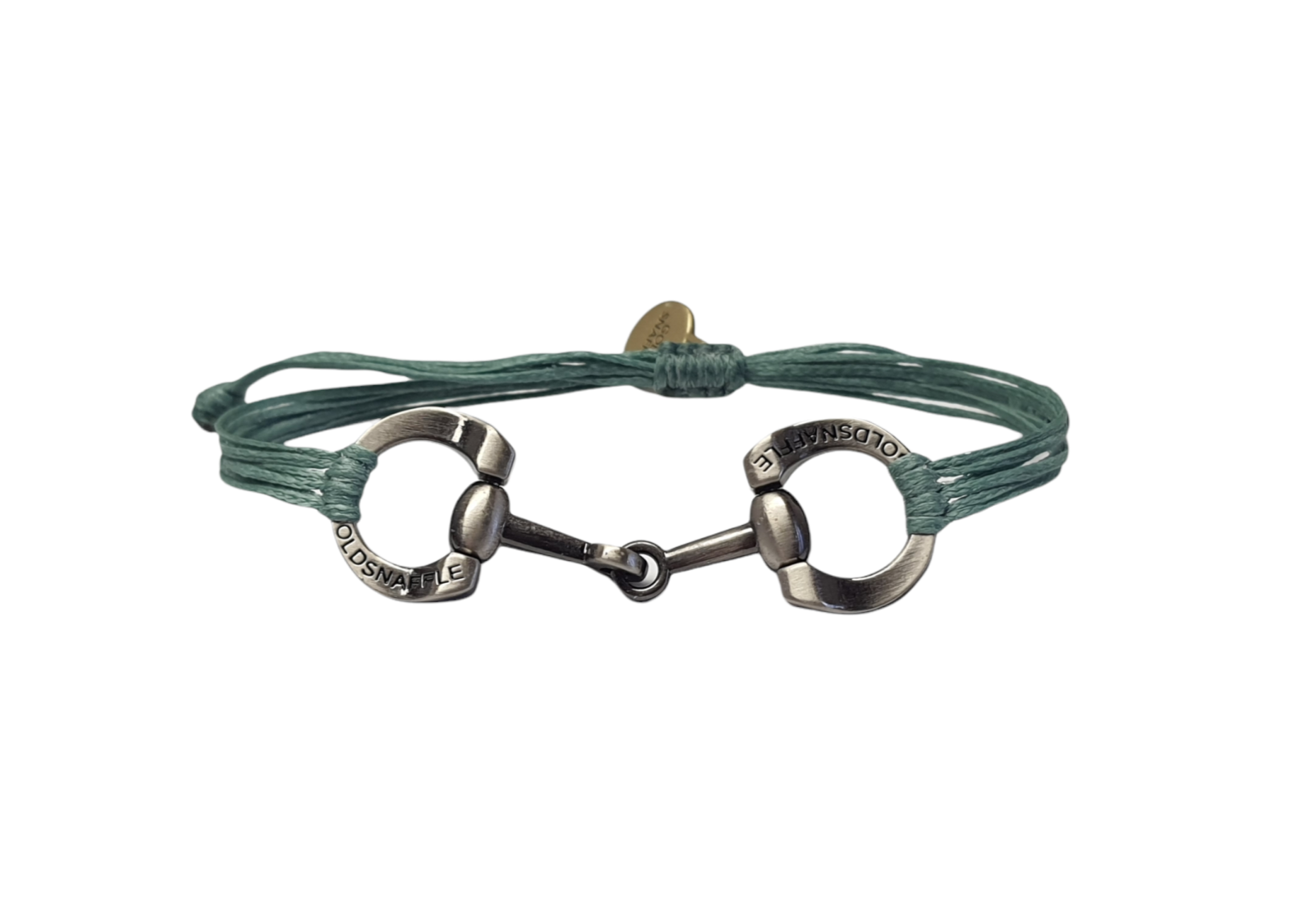 brushed silver horse bit snaffle bracelet in leather string