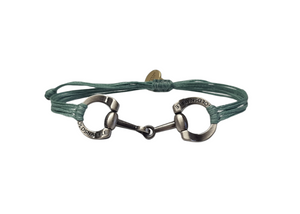 brushed silver horse bit snaffle bracelet in leather string