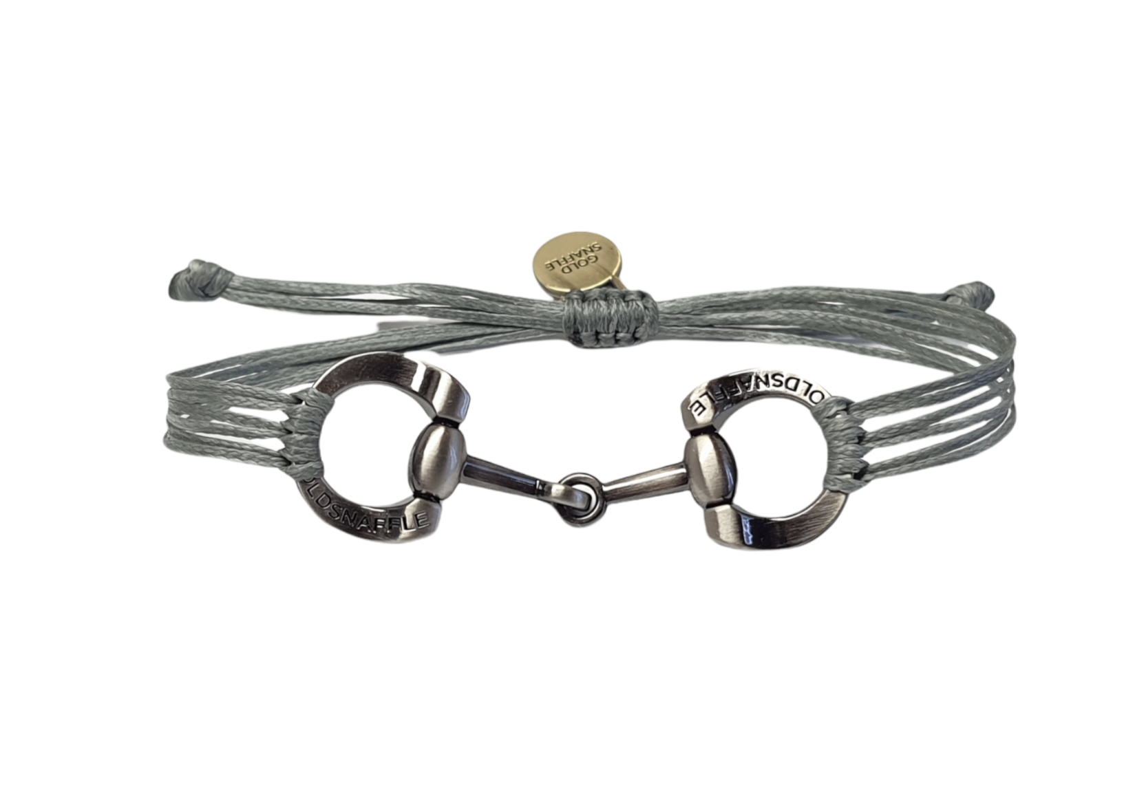 brushed silver horse bit snaffle bracelet in leather string